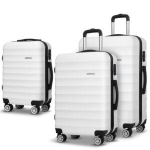 3pc Luggage Set TSA Lock Hard Shell 360 Spinner White 20in/24in/28in