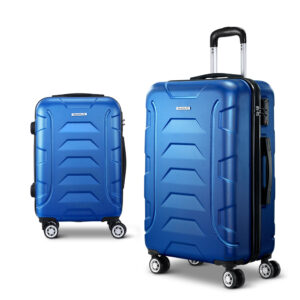 2pc Luggage Set TSA Lock Hard Shell Lightweight Trolley 20in/28in Blue