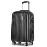 20 Carry On Luggage Lightweight Hard Shell Spinner Lock Black Trolley Suitcase