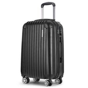 20 Carry On Luggage Lightweight Hard Shell Spinner Lock Black Trolley Suitcase