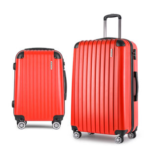 2pc Luggage Set TSA Lock Hard Shell Lightweight Spinner Wheels Red 20in 28in