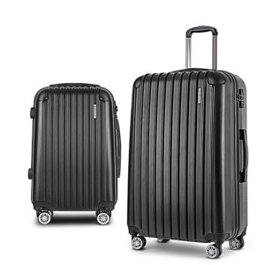 2pc Luggage Set 20in/28in Hard Shell Lightweight TSA Lock Spinner Black