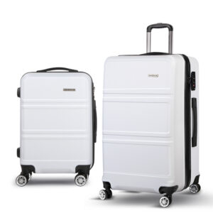 2pc Hard Shell Luggage Set TSA Lock Lightweight 360 Spinner White 40L 100L