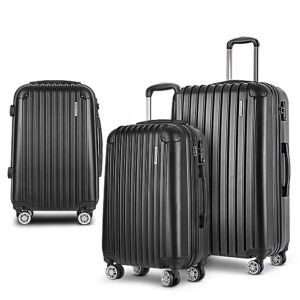 3pc Luggage Set Travel Suitcase TSA Lock Lightweight 360 Spinner Organiser Black