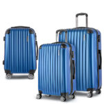 3pc Luggage Set Travel Suitcase TSA Lock Lightweight Blue Organiser 80 Characters